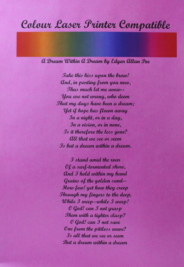 Pearlescent Fuchsia Pink Paper 90gsm Print Test