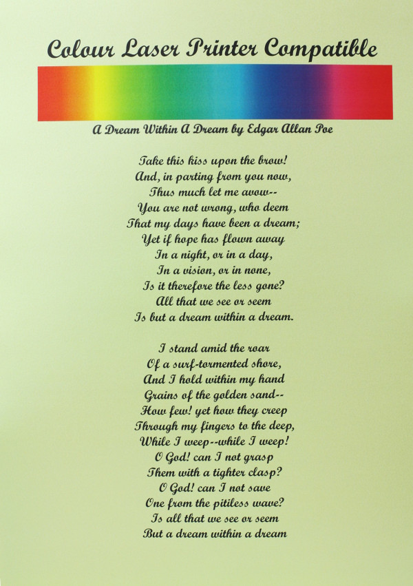 Pearlescent Lemon and Lime Paper 120gsm Print Test