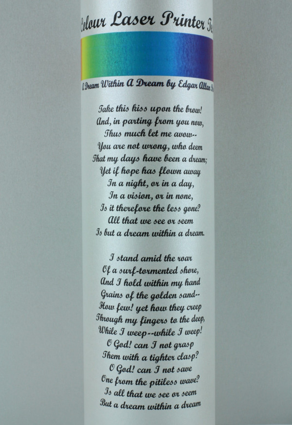 Pearlescent 230gsm Sirio Silver Card Print Test