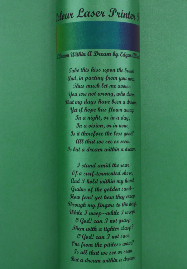 Pearlescent Eemerald Green 270gsm Card Print Test
