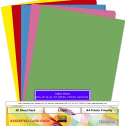 Dalton Manor A4 Bright Coloured Card PK50
